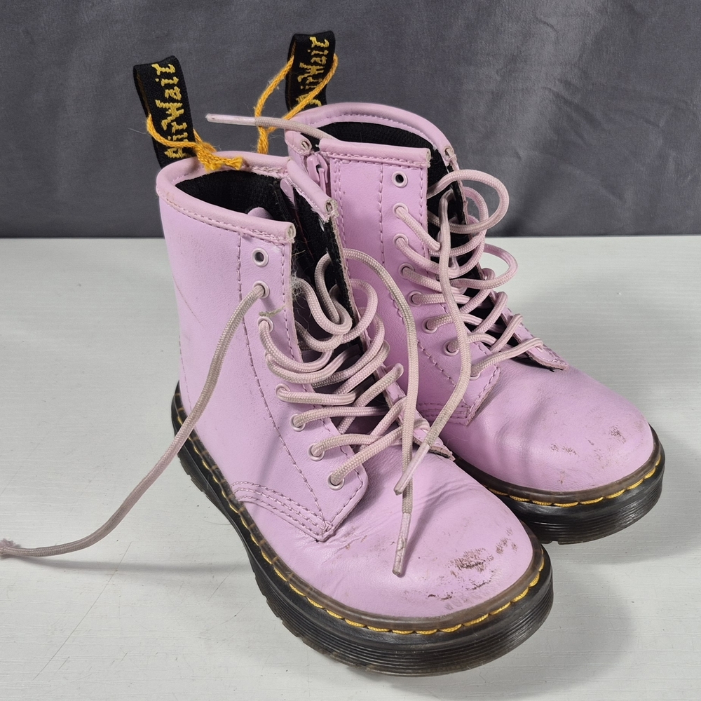 Dr. Martens Size 10 Kids Pink Lace-Up Combat Boots